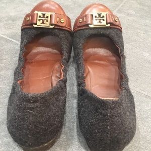 Tory Burch Wool and Leather Flats